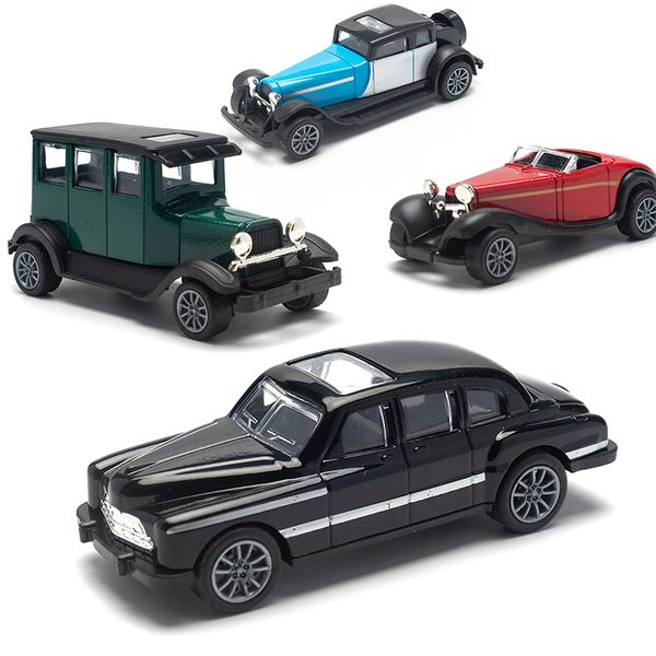 1 43 ​​Alloy Vintage Diecast Car Modelo Classic Pull Back Replica de veículo em miniatura para coleção Presente crianças adultos 220608