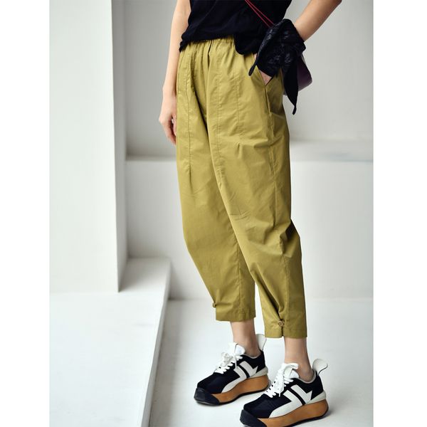 

micoco k7080c commuting simple design three-dimensional tailoring elastic waist multi-color joker nine points casual pants, Black;white