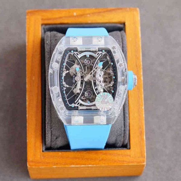

watch designer luxury mens mechanics watch richa milles wristwatch wine barrel rm53-02 tourbillon manual mechanical snow glass case men&#039, Slivery;golden