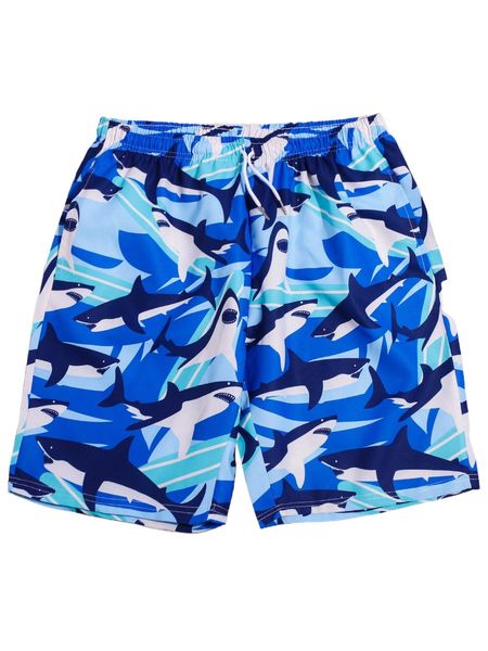 

romwe guys shark print drawstring shorts 16yf#, White;black