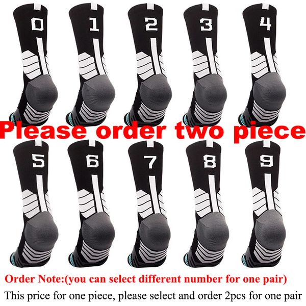 

1pc professional basketball socks breathable sport socks calcetines football meias soccer socks men women customized number 0-9 220706, Black