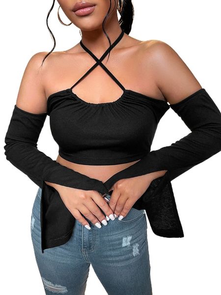 

split sleeve tie back k3gb#, White