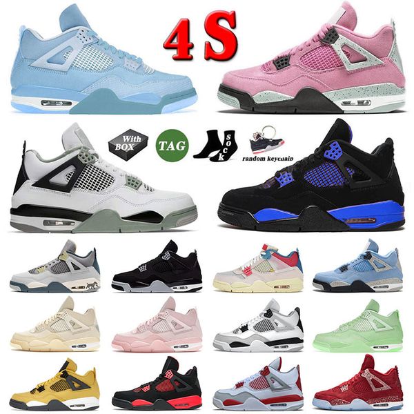 

with box jumpman 4 4s iv designer basketball shoes for mens womens sb bred retro sail pink blue thunder seafoam military black cat