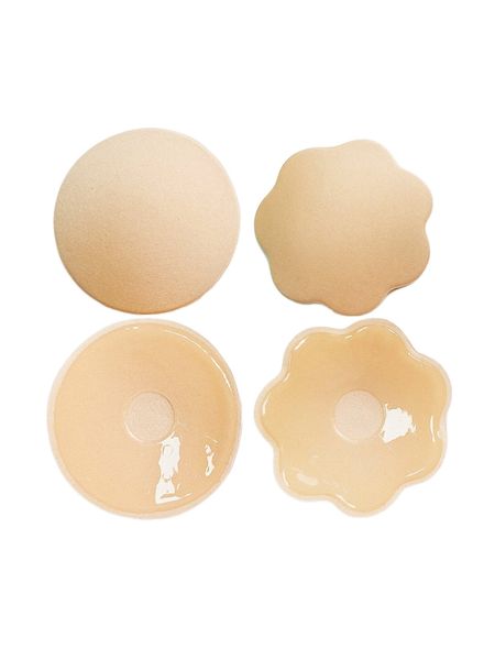 

2pairs flower & round shaped nipple cover y5ue#, Black;red