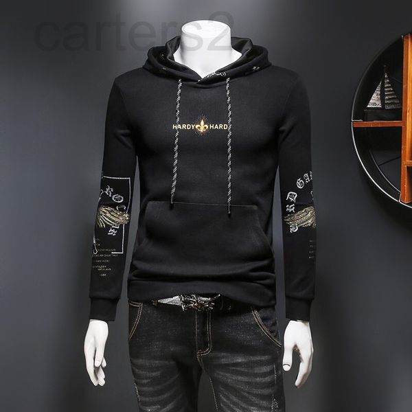 

men's hoodies & sweatshirts designer 2021 autumn and winter new men's flow drill jacquard hoodie slim fitting long sleeve bottomed, Black
