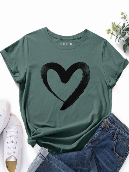 

heart print tee j8ev#, White
