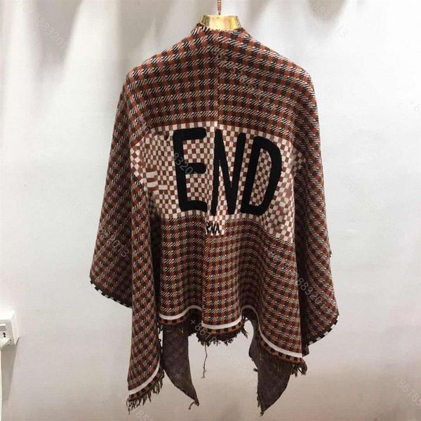 

fashion designer ffen cape dress wool sweater hoodie for women casual womens brand sweaters coats striped knit capes long sleeve e255n, Black