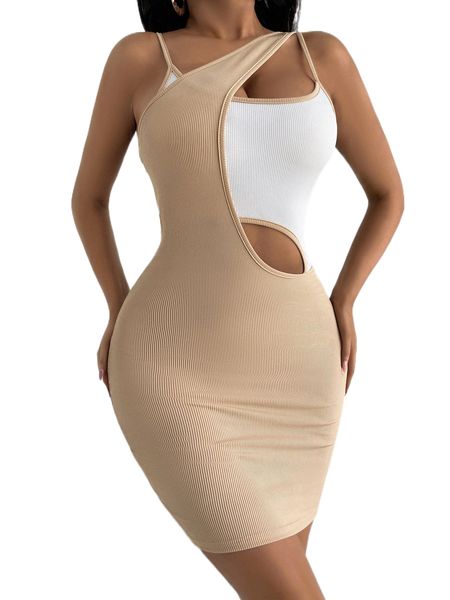 

two tone 2 in 1 bodycon dress e43l#, Black;gray