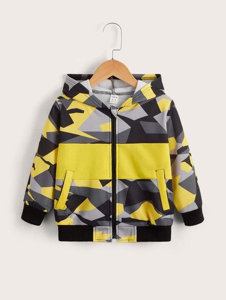 

toddler boys geo print zipper front hooded jacket she, Blue;gray