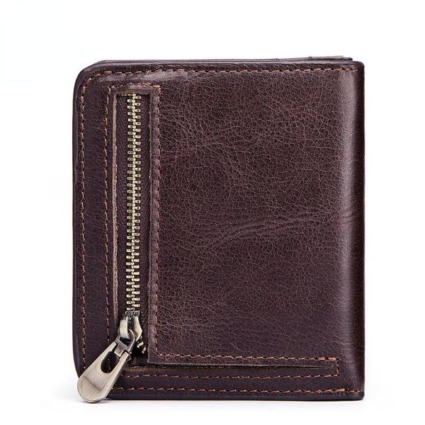 Carteiras de couro genuíno masculino marca de carteira curta design masculino com zíper masculino portador de cartões fino magro para homem embreagem carteraswallets