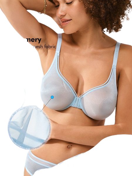 

luvlette sheer fantasy shimmer full support plunging bra w30d#, Black;red