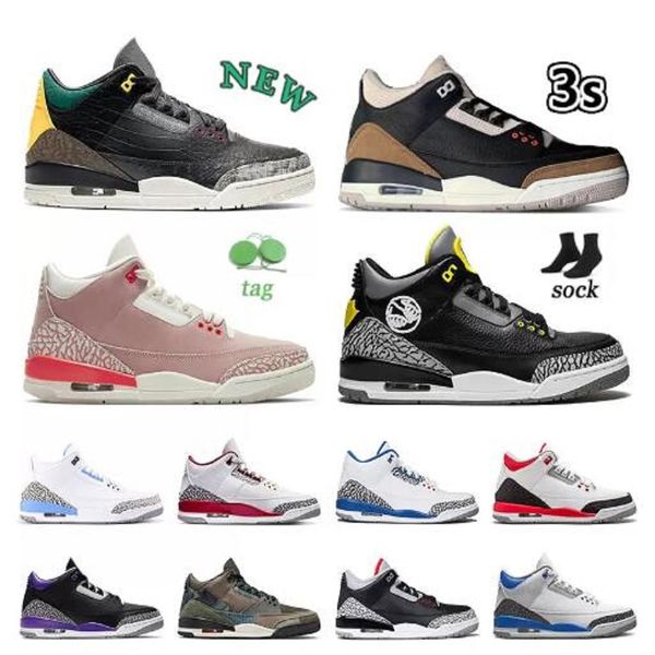 

3 3s mens womens new basketball shoes 2022 saling desert elephant animal instinct 2.0 cool grey cour purple varsity royal denim fire red hi