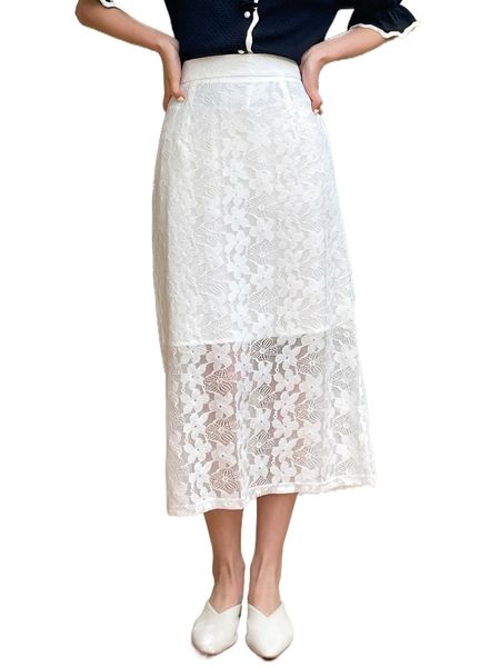 

dazy high waist floral lace skirt w96j#, Black