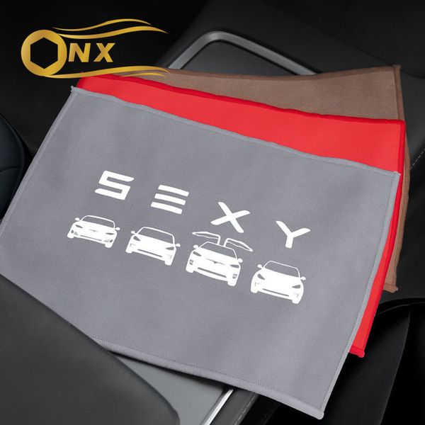 

car cleaning towel suede coral fleece towel to clean car interior for tesla model3 y s x car decoration accessories