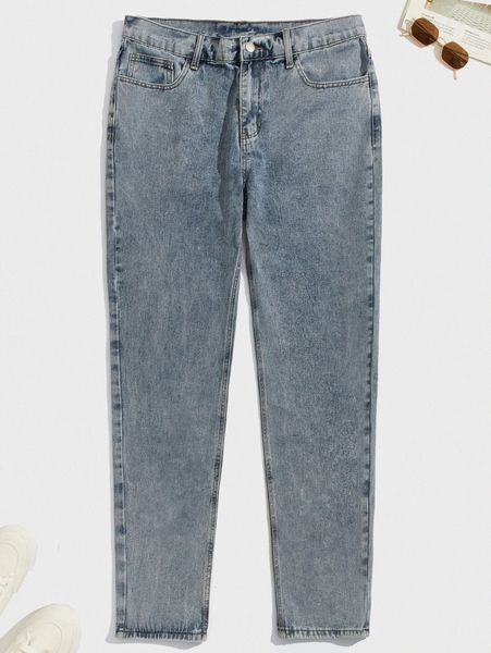 

men slant pocket jeans s42g#, Blue
