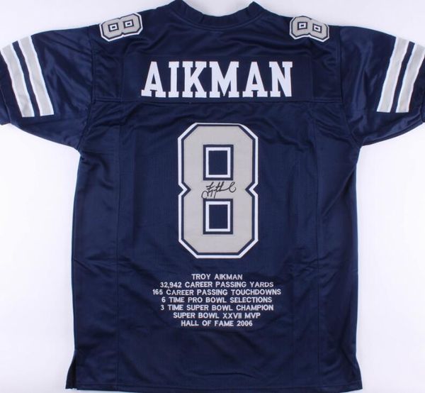 

aikman signed autograph autographed auto tees jersey shirts, Black