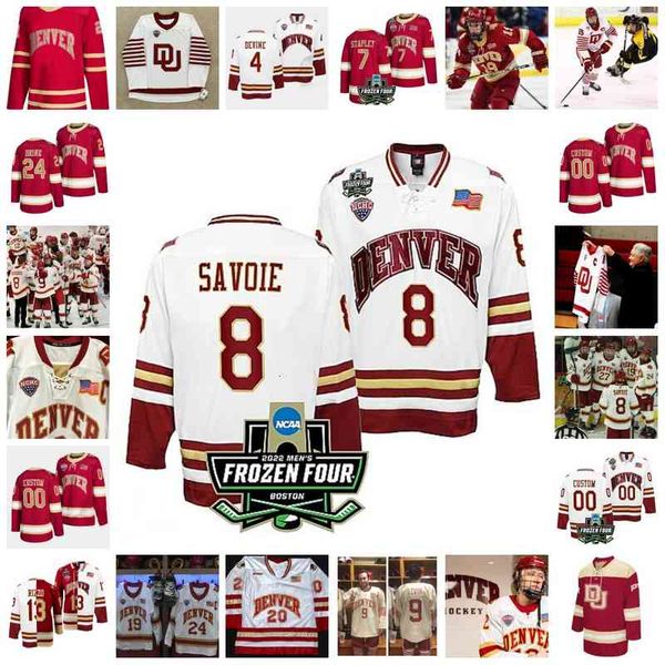 XFLSP 2022 faculdade congelada quatro campeonato personalizado Denver Pioneers du Ice Hockey Jersey 18 Ryan Barrow (A) 19 Cole Guttman (C) 20 Mike Benning 21