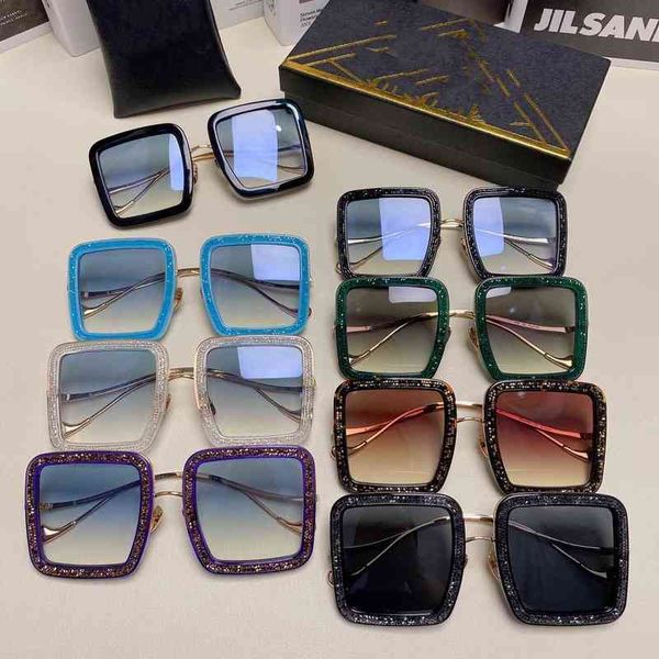 

2022 new box sunglasses female same fashion personalized diamond rimmed large frame men shades designer sunglasses leisure, White;black