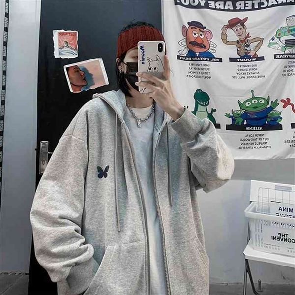 

harajuku zip up sweatshirts women hoodies korean oversized thin clothes plus size loose casual solid color shirt long sleeve 210820, Black