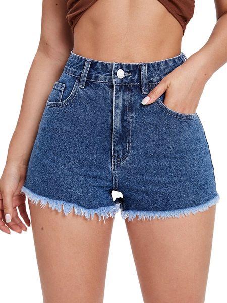 

high-waist raw hem denim shorts p9tx#, White;black