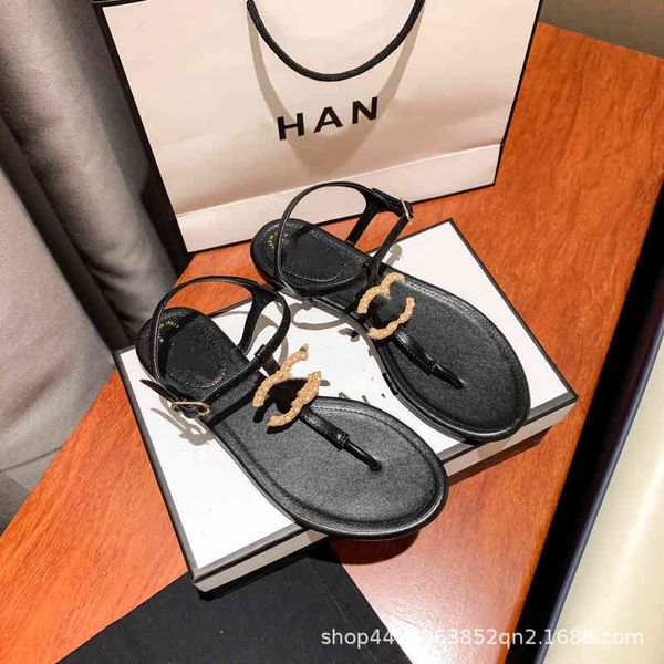 

sandals small fragrance herringbone sandals summer pearl hollow metal buckle simple clip toe roman women's shoes, Black