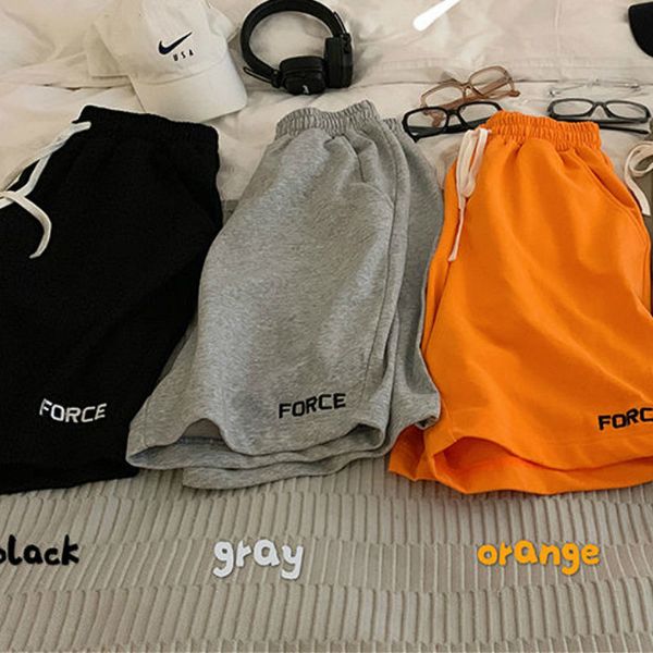 

shorts couple harajuku letter embroidery summer chic women streetwear all-match y2k basic orange workout bottom clothes 0617, White;black