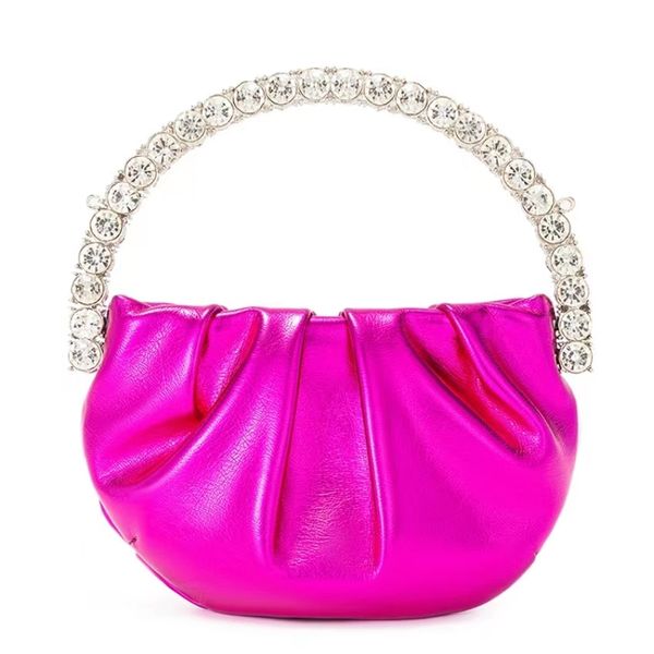 

evening bag designer woman bags fashion trend set diamond small round handbag charm niche design chain rose red across the luxury duffel bag