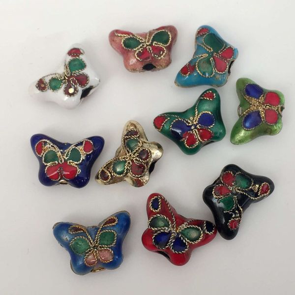 

10pcs small colorful cloisonne filigree butterfly beaded cute vintage enamel insect animal accessories diy jewelry making, Black