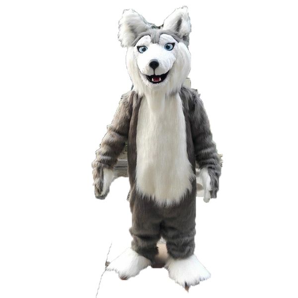 Halloween Grey Fox Husky Hunde Maskottchen Kostüme Hochwertiges Cartoon Charakter Outfit Anzug Halloween Erwachsene Größe Geburtstagsfeier Outdoor Festival Kleid