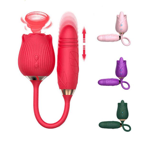 Vibratori NXY Trasporto di goccia Silicone impermeabile Dildo a forma di rosa Giocattoli del sesso Massaggiatore Stimolazione del clitoride Vibratore per succhiare per donna 0411