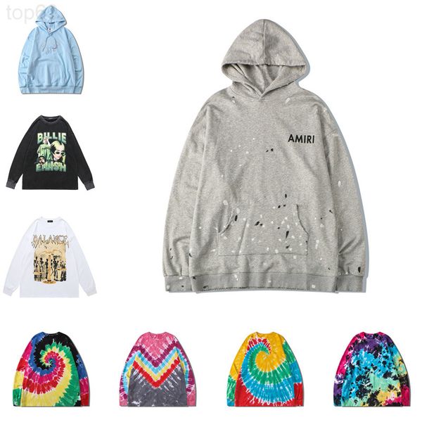 

men's t-shirts designer oem design, production and of washing water direct spray tie dyeing embroidery pullover long sleeve hooded swea, White;black