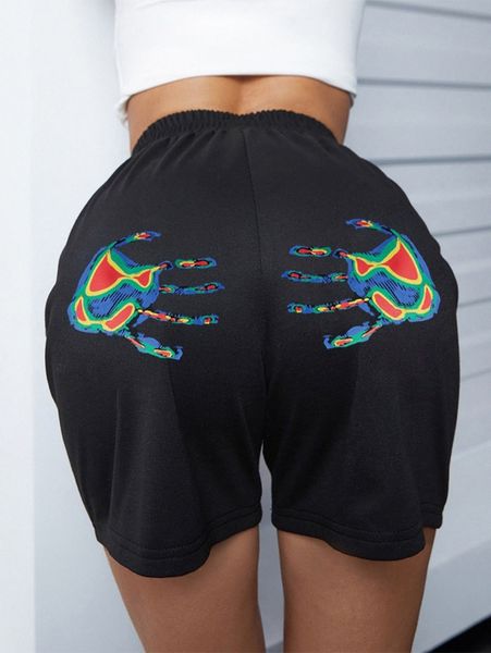 

handprint knot front shorts b59v#, White;black