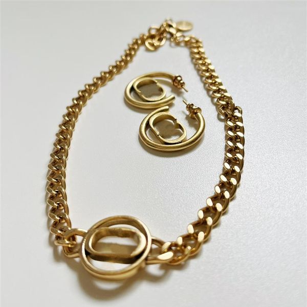 

luxury jewelry women designer necklaces gold chains with diamond letter pendant necklace earrings and bracelets suit fashion s273d, Silver