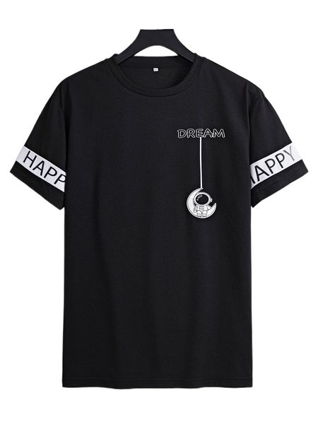 

men cartoon & letter graphic tee 54gv#, White;black