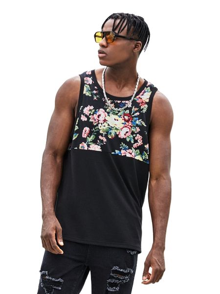 

men floral print tank k7ue#, White;black