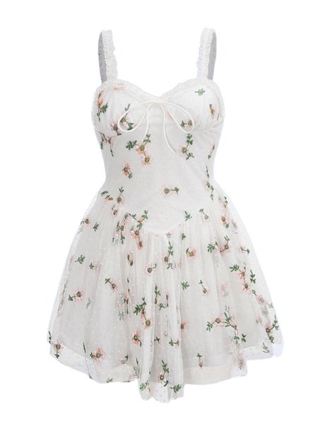 

floral embroidered swiss dot tie front frilled mesh cami dress 56dm#, Black;gray