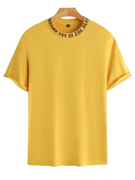 

men slogan graphic mock neck tee z282#, White;black