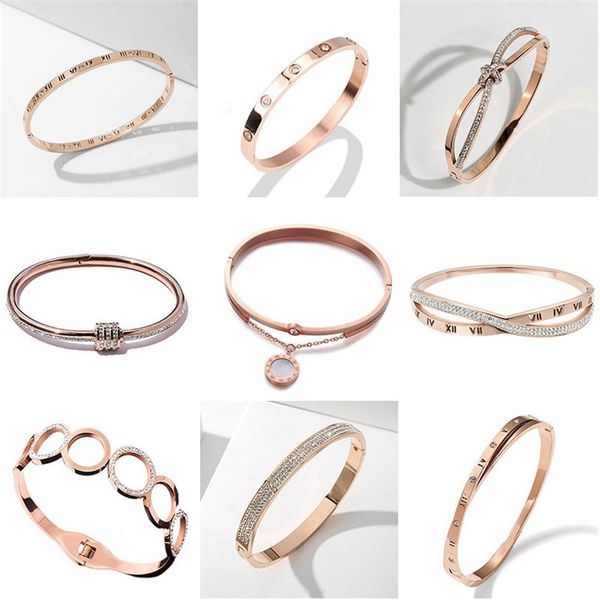 

18k rose gold plated open stainless steel bangle ins style bracelet274h, Black