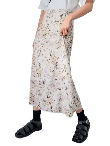 

dazy high waist floral print skirt p9wm#, Black
