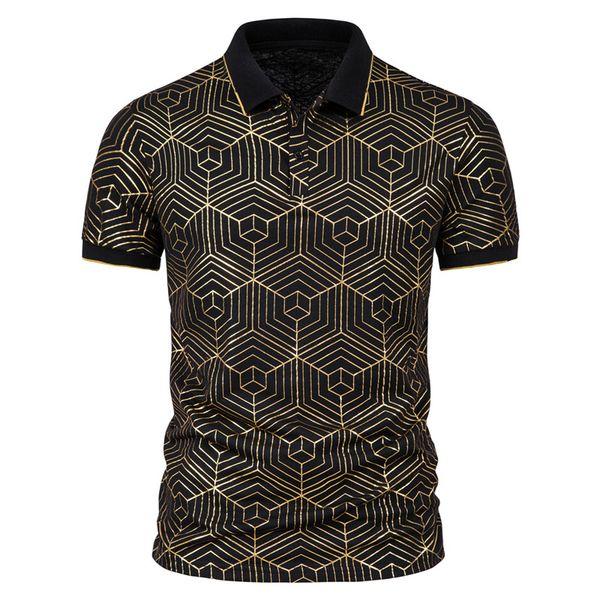 

2022 summer men polo shirts casual business social short sleeve mens shirts stand collar print polo shirt men s-3xl, White;black