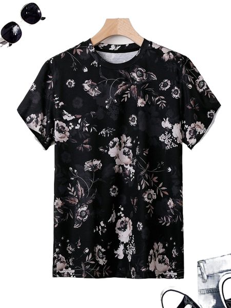 

men floral print tee b03m#, White;black