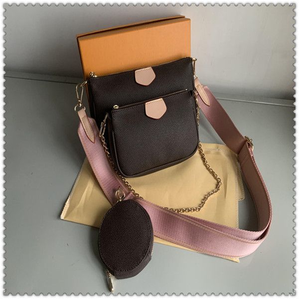 

women bag handbag woman original box date code purse clutch shoulder messenger cross body serial number three in one flower m44813