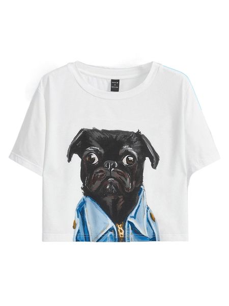 

x mocosa dog print crop tee x1at#, White