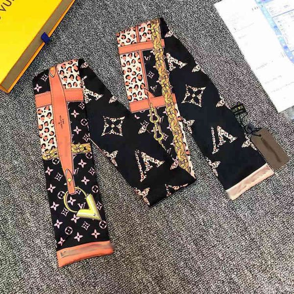 

designer l vs handbag silk scarf fashion head hair band ribbon old flower binding bag handle package clover letter woman ribbon scarf send s, Blue;gray
