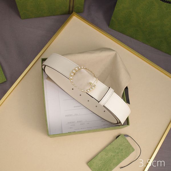 

belts 2022 designer belt inlaid diamond pearl men women classic fashion belts width 3.5cm with box t2302031, Black;brown
