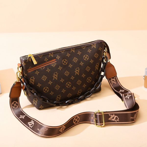 

wholesale ladies brand leathers shoulder bags thicken contrast fashion baguette bag wear-resistant printed leather handbags classic old colo