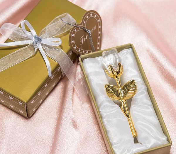 100 Stück Hochzeitsgeschenke, klare Kristallrose mit Gold/Silber, langem Stiel, in Geschenkbox, Brautparty, Party-Werbegeschenke für Gäste SN4495