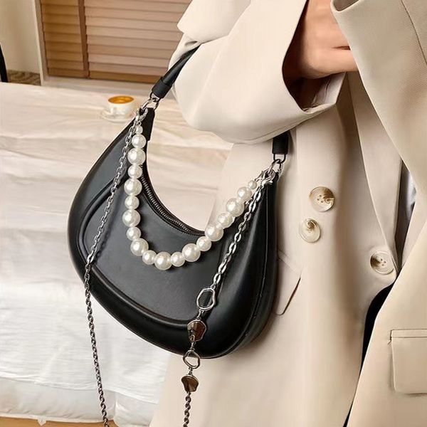 

3 sizes pearl chain shoulder bags fashion luxury double shoulder straps handbags designer bag cross body handbag totes purse hqe272115