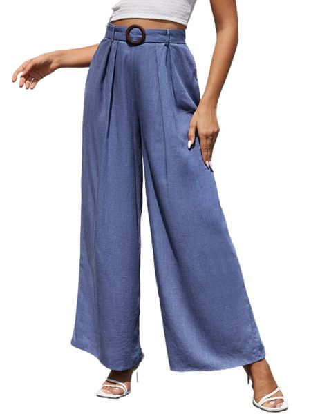 

o-ring belted wide leg pants a5nk#, Black;white