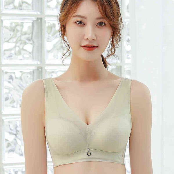 

2022 spring summer new ladies bra without steel ring vest deep v medium thin cup underwear collected comfortable tube l220726, Red;black